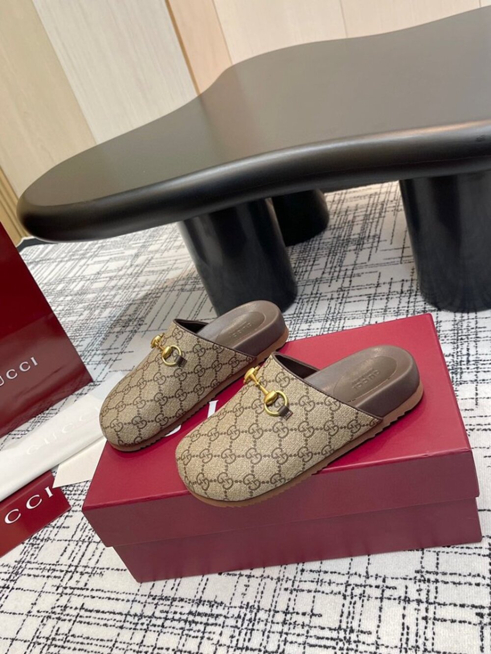 Gucci buckle slippers, M ü ller shoes